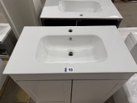 Approx. 800mm Clasique 2 Door Floor Standing Vanity Unit &&nbsp;White Ceramic 1 Tap Hole Basin (White) - 3