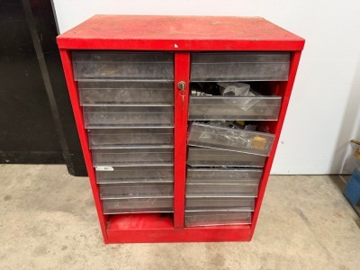 16 DRAWER STORAGE CABINET & CONTENTS