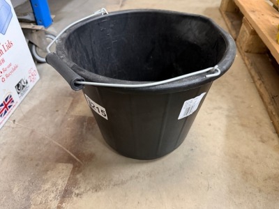 UNUSED BLACK PLASTIC BUCKET