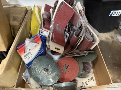BOX LOT TO INC. ASSORTED UNUSED SANDING BELTS