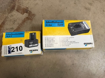 UNUSED GESIPA 14.4v BATTERY & CHARGER