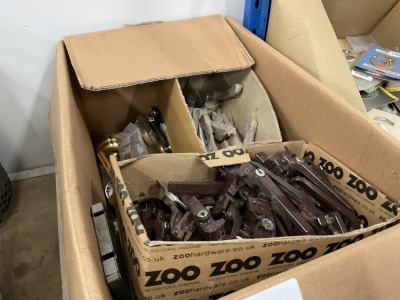 BOX OF UNUSED WINDOW HANDLES & ACCESSORIES