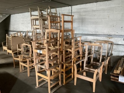 APPROX 50No. UNUSED/UNFINISHED ASSORTED WOODEN CHAIR FRAMES