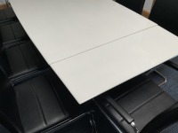 1600mm EXTENDABLE WHITE HIGH GLOSS BOARDROOM/ DINING TABLE & 10No. HIGH BACK CHROME LEG CHAIRS - 5
