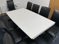 1600mm EXTENDABLE WHITE HIGH GLOSS BOARDROOM/ DINING TABLE & 10No. HIGH BACK CHROME LEG CHAIRS - 7