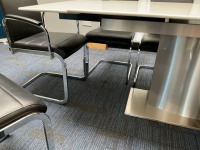 1600mm EXTENDABLE WHITE HIGH GLOSS BOARDROOM/ DINING TABLE & 10No. HIGH BACK CHROME LEG CHAIRS - 11