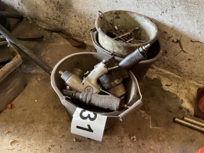 2No. BUCKETS OF ASSORTED AIR TOOLS, SOCKETS & SPANNERS